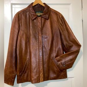 Eddie Bauer Stine Lamb Leather Full Zip Jacket Coat XL